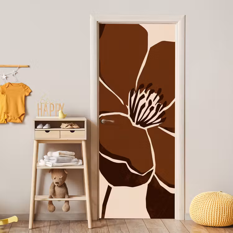 Deursticker - Bloemen - Abstract - Bruin — 6