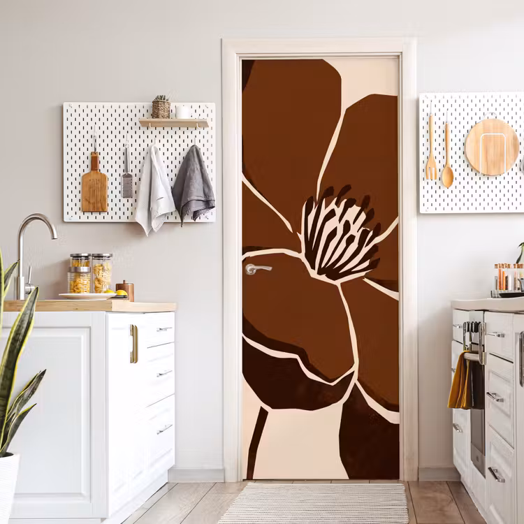 Deursticker - Bloemen - Abstract - Bruin — 7