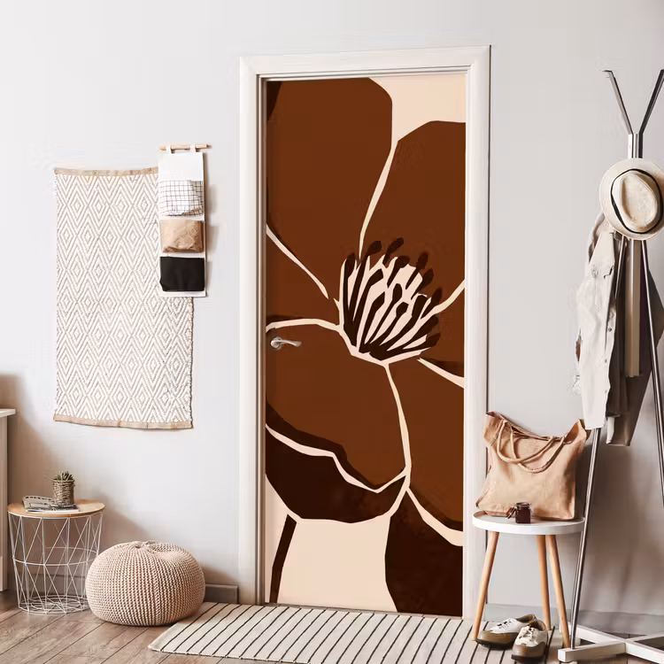 Deursticker - Bloemen - Abstract - Bruin — 8