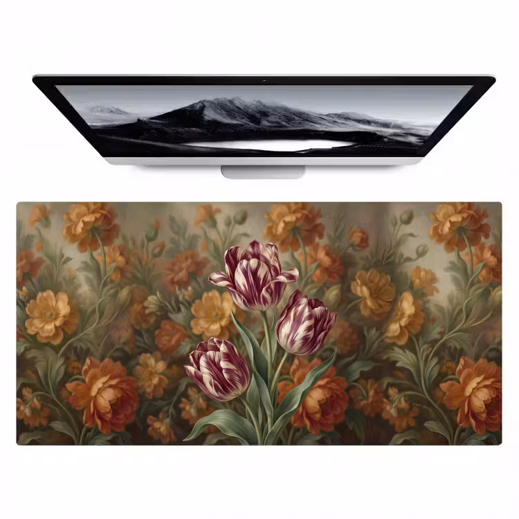 Bureau onderlegger - Tulpen - Paars-wit - Kunst — 1