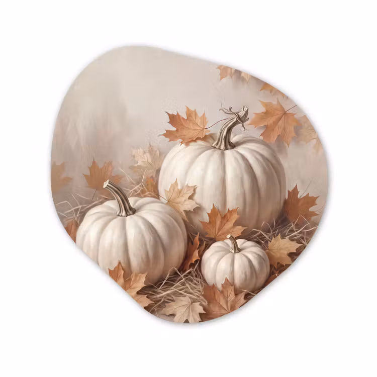 Organisch schilderij - Forex - Witte pompoenen - Herfst