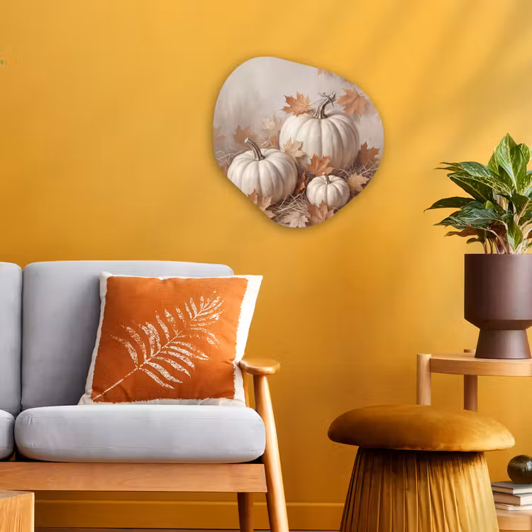 Organisch schilderij - Forex - Witte pompoenen - Herfst — 3