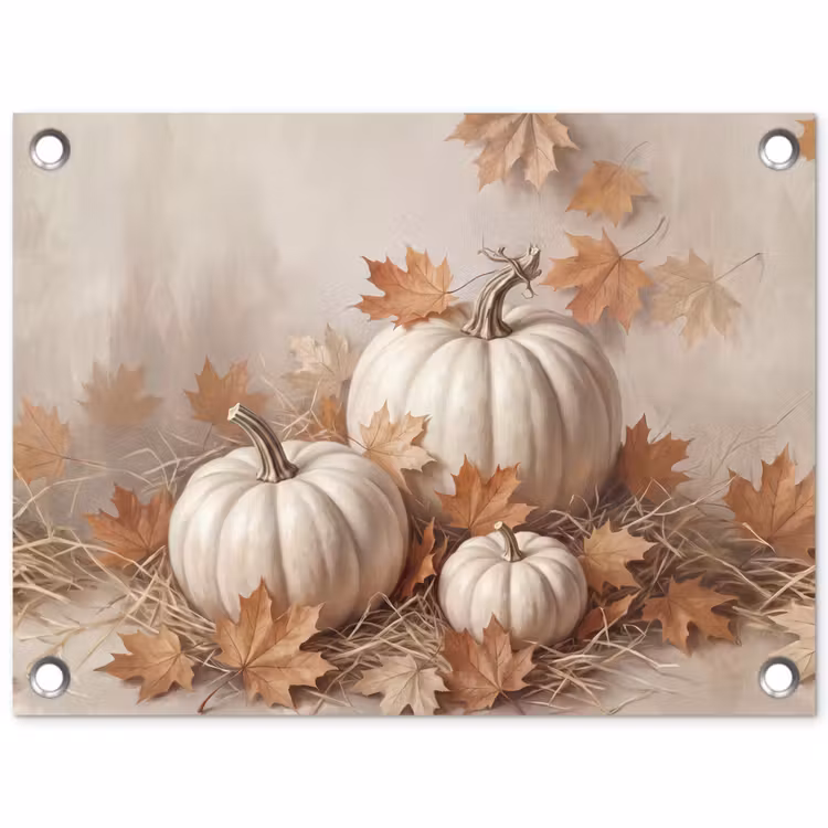 Tuinposter - Witte pompoenen - Herfst
