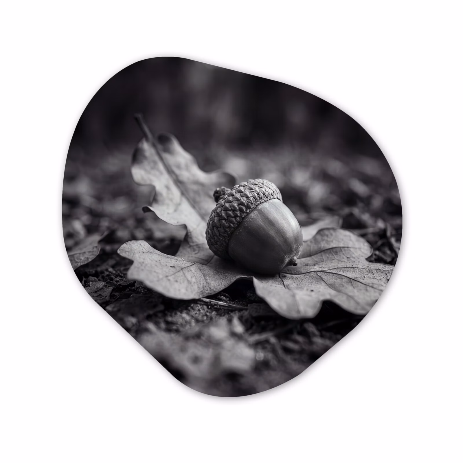 Organisch schilderij - Glas - Eikel - Blad - Natuur — 1