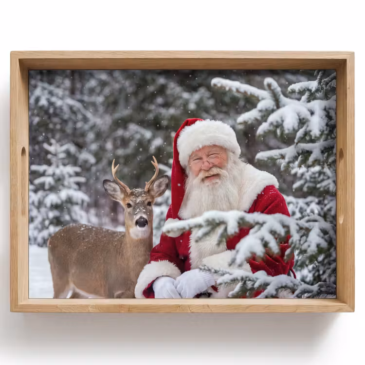 Dienblad - Kerstman - Hert - Sneeuw — 1