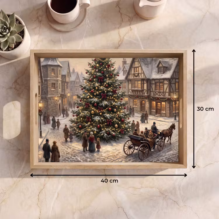 Dienblad - Kerstboom - Sneeuw - Stad — 9
