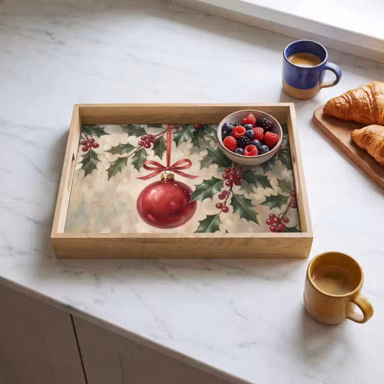 Dienblad - Kerstbal - Hulst - Rood — 4