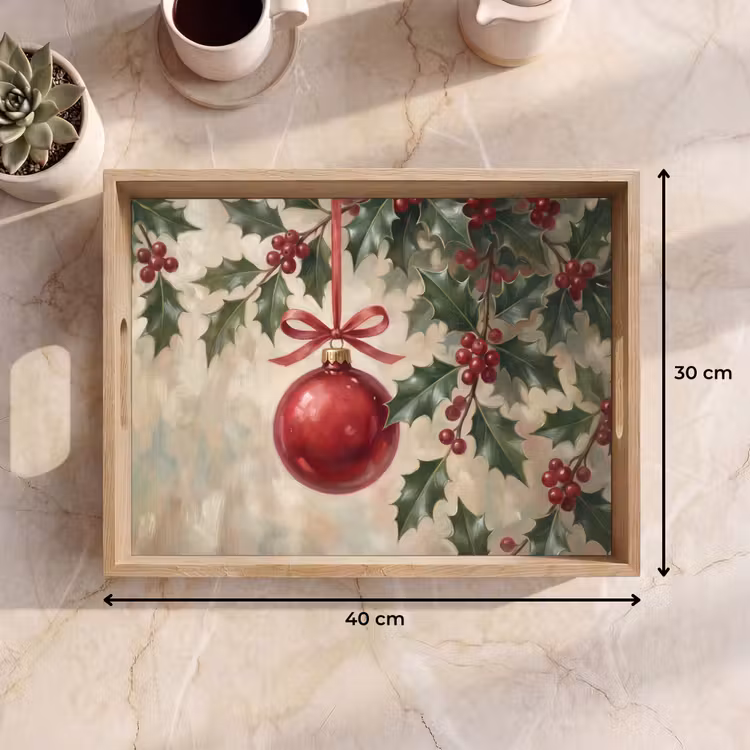 Dienblad - Kerstbal - Hulst - Rood — 9