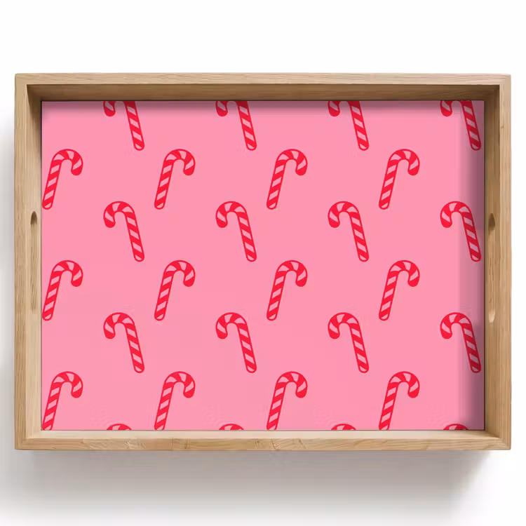 Dienblad - Kerst - Rood - Roze - Zuurstok — 1