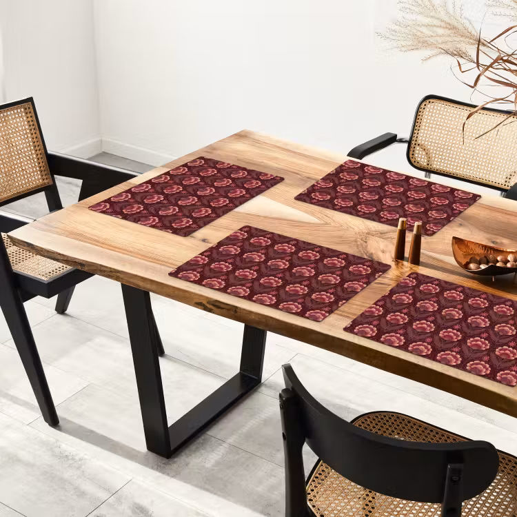 Placemat - 6 stuks - Bloemen - Waaier - Paars — 3