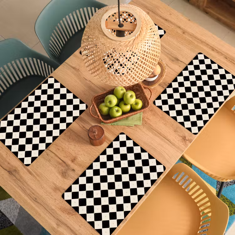 Placemat - 6 stuks - Ster - Zwart - Wit - Kerst — 4