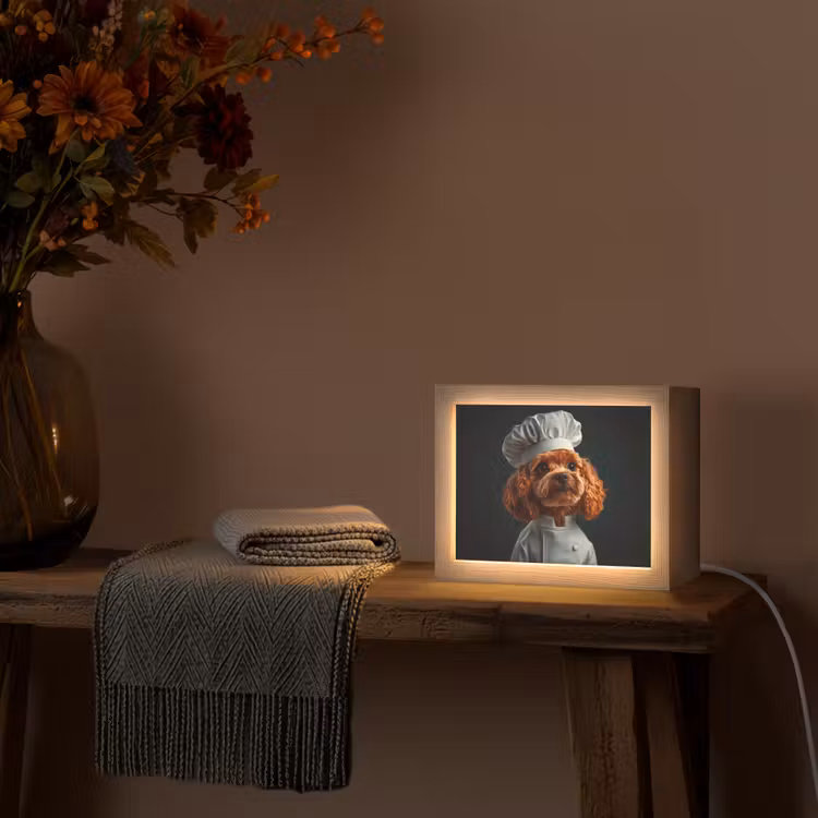 Lightbox - Wandlamp - Bruin - Kok - Hondje — 4