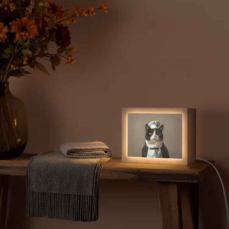 Lightbox - Wandlamp - Kat - Kokskleding - Zwart - Wit — 4