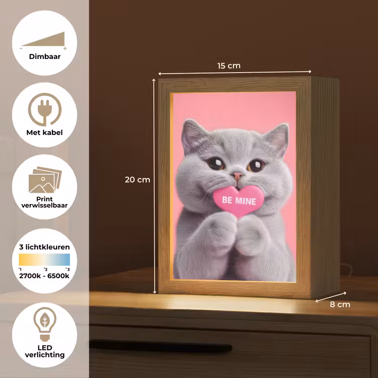 Lightbox - Wandlamp - Kat - Valentijn - Roze - Liefde — 7