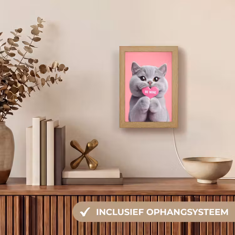 Lightbox - Wandlamp - Kat - Valentijn - Roze - Liefde — 8