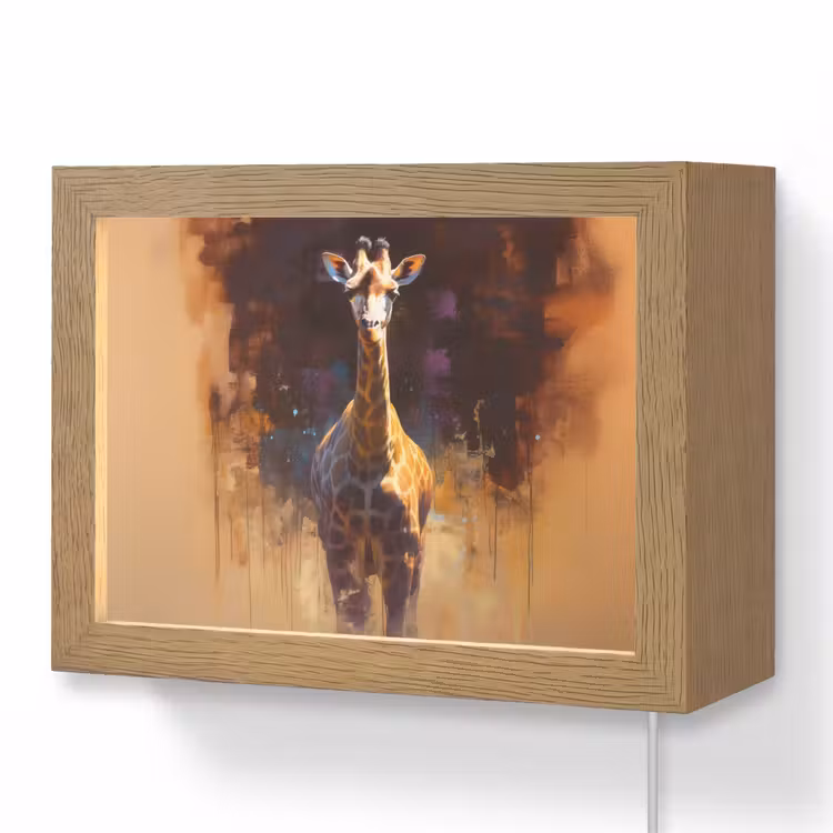 Lightbox - Wandlamp - Giraf - Bruin - Abstract - Geschilderd — 1