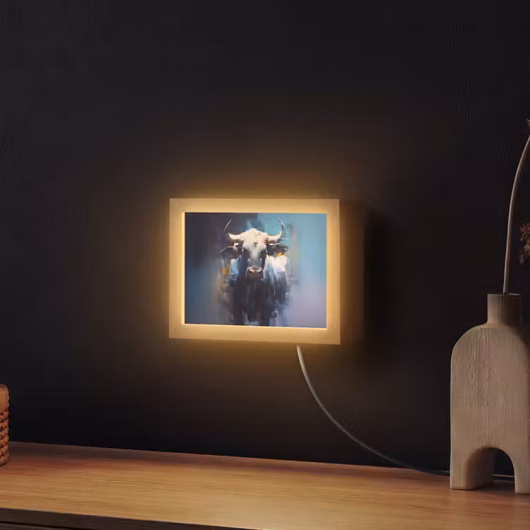 Lightbox - Wandlamp - Stier Abstract Blauw — 2