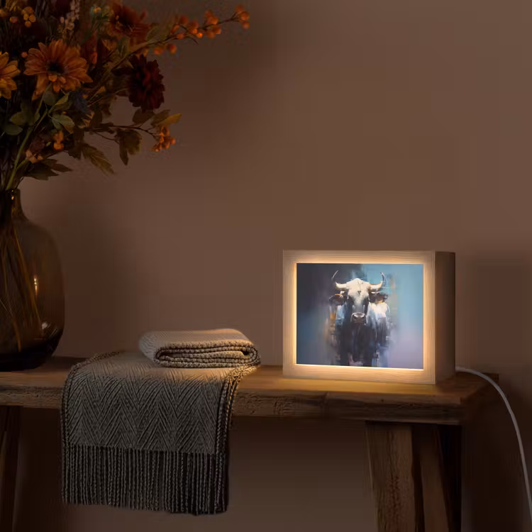 Lightbox - Wandlamp - Stier Abstract Blauw — 4