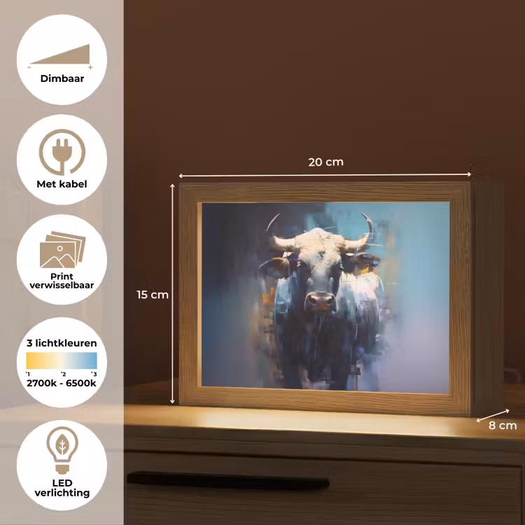 Lightbox - Wandlamp - Stier Abstract Blauw — 7