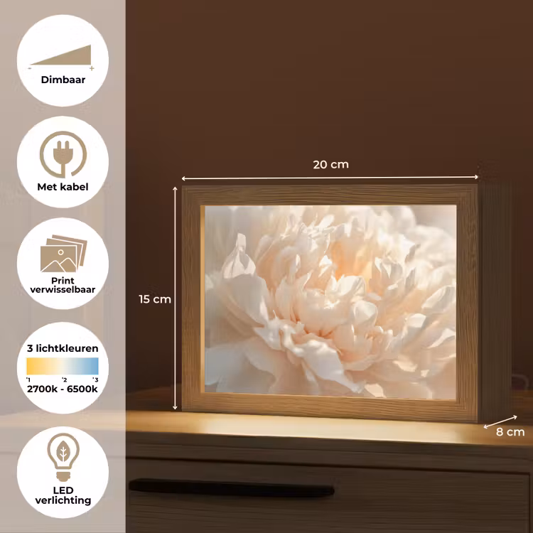 Lightbox - Wandlamp - Pioenroos Close-up Beige — 7
