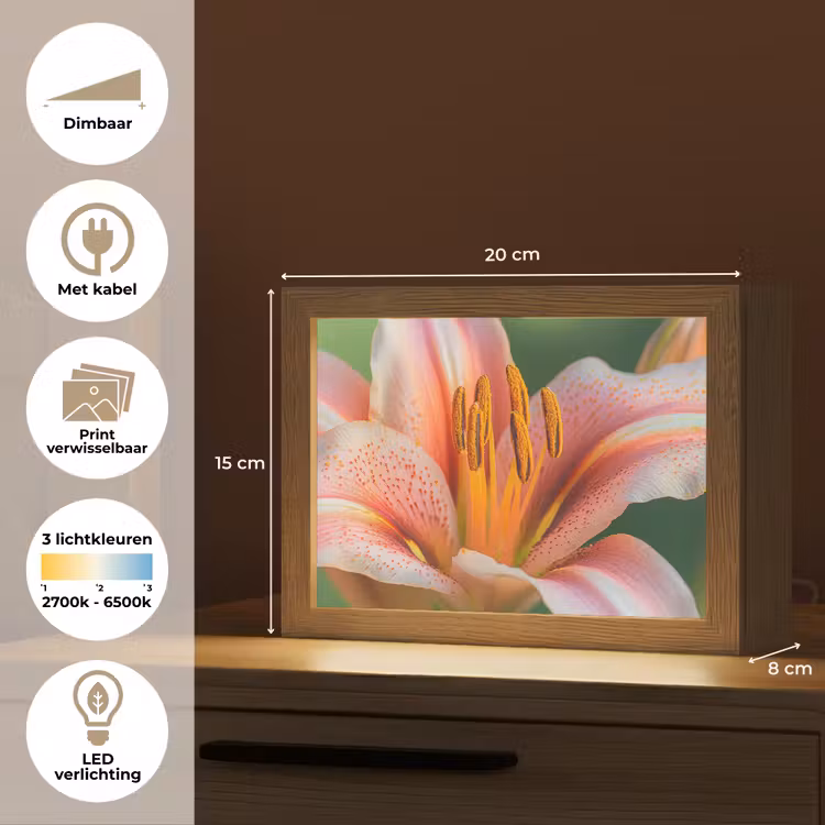 Lightbox - Wandlamp - Roze Lelie Close-up — 7