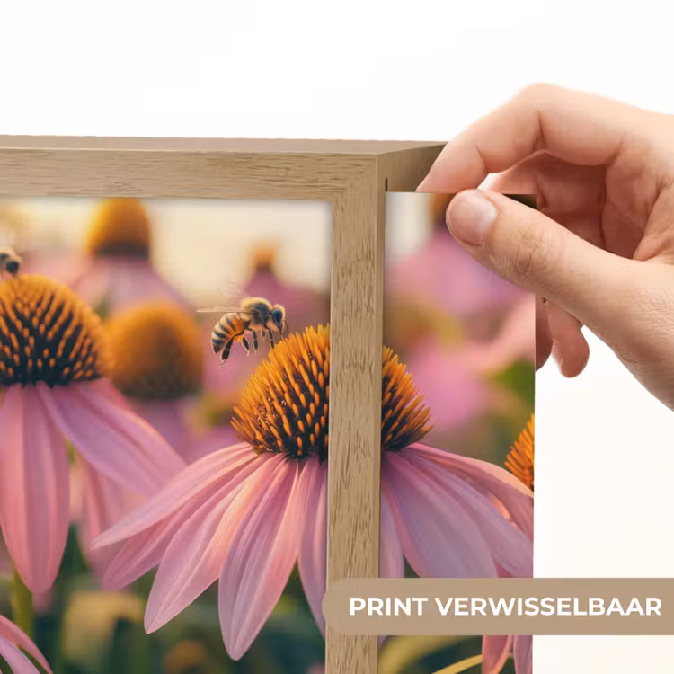 Lightbox - Wandlamp - Roze Bloemen met Bijen — 3