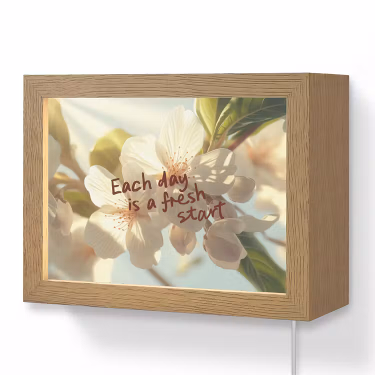 Lightbox - Wandlamp - Each day is a fresh start bloesem