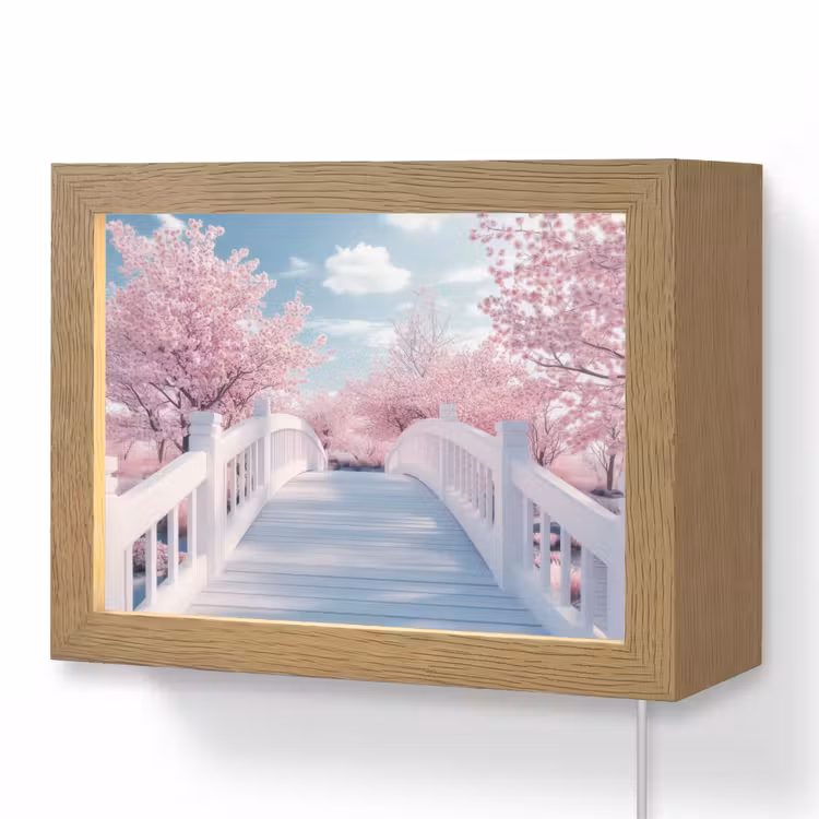 Lightbox - Wandlamp - Brug - Kersenbomen - Wit — 1