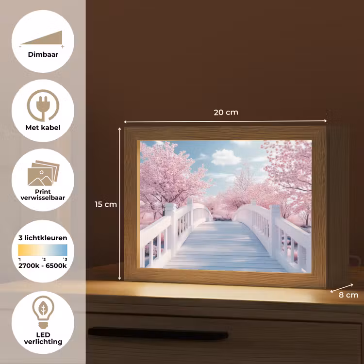 Lightbox - Wandlamp - Brug - Kersenbomen - Wit — 7