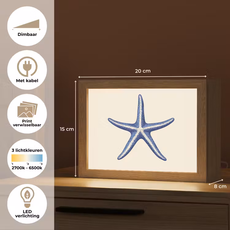 Lightbox - Wandlamp - Blauwe Zeester Vintage — 7