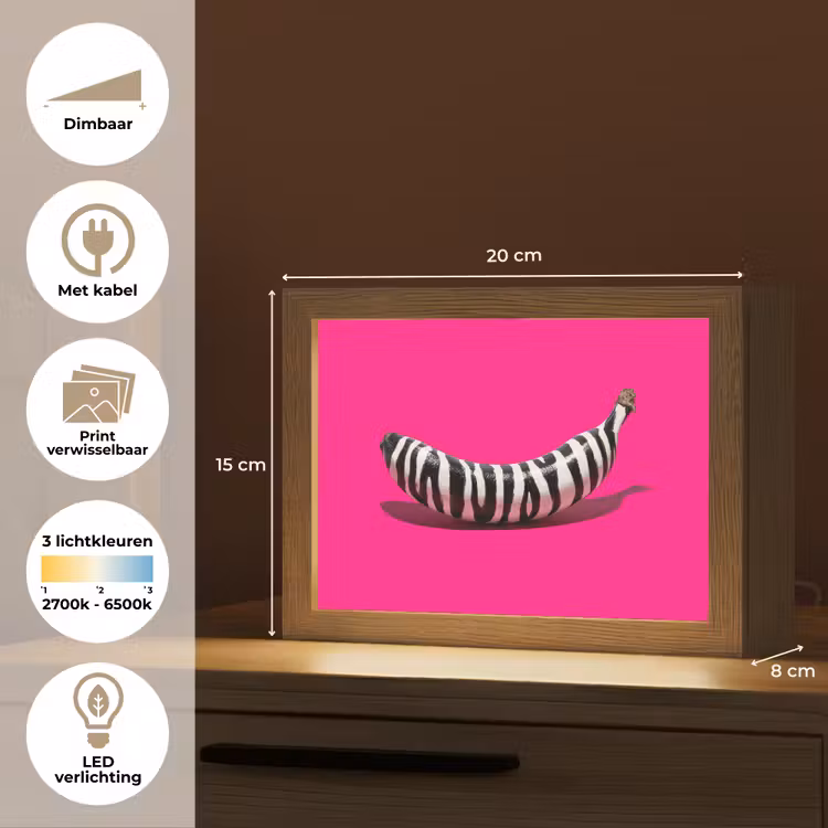 Lightbox - Wandlamp - Banaan - Zebraprint - Roze — 7