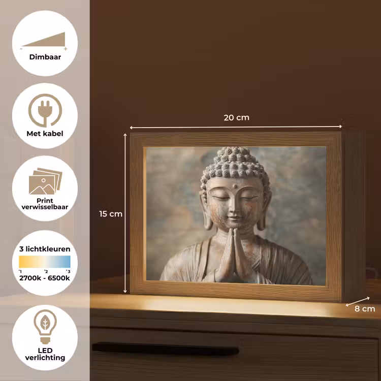 Lightbox - Wandlamp - Boedha - Beeld - Bruin - Rust — 7