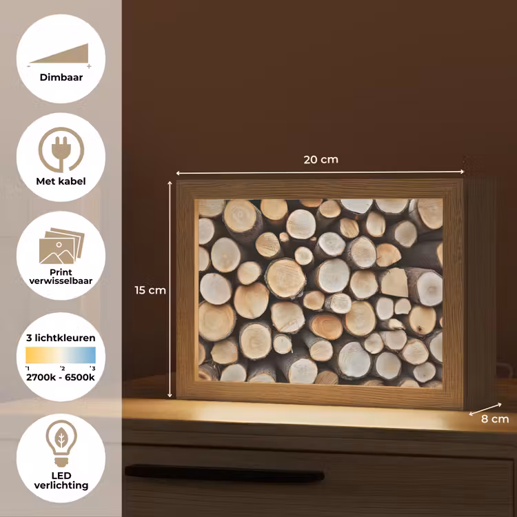 Lightbox - Wandlamp - Hout - Boomstammen - Textuur — 7
