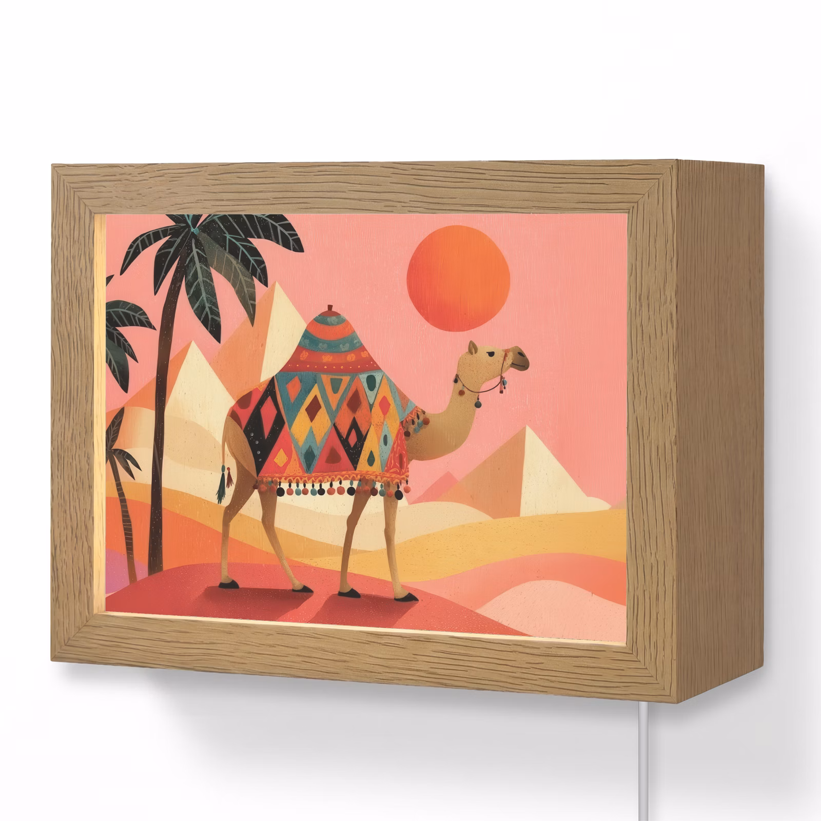 Lightbox - Wandlamp - Kameel bij Piramides Roze — 1