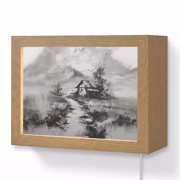 Lightbox - Wandlamp - Hut - Grijs - Bergen - Mistig