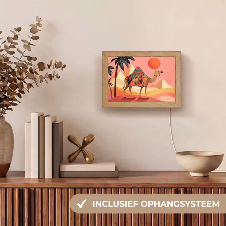 Lightbox - Wandlamp - Kameel bij Piramides Roze — 8