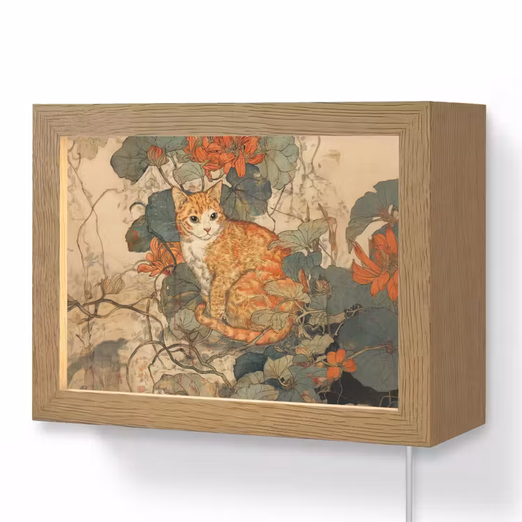 Lightbox - Wandlamp - Kat - Sierlijk - Bloemen