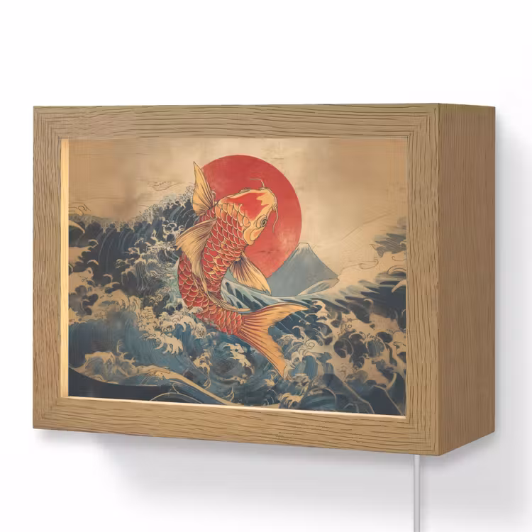 Lightbox - Wandlamp - Koi - Zee - Golven - Zon
