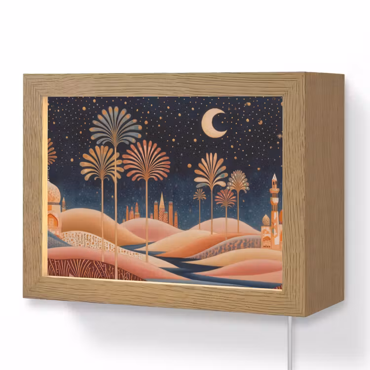 Lightbox - Wandlamp - Woestijn Palmbomen Sterrenhemel