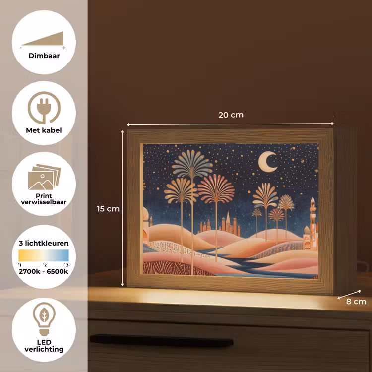 Lightbox - Wandlamp - Woestijn Palmbomen Sterrenhemel — 7