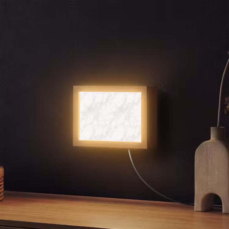 Lightbox - Wandlamp - Minimalistisch - Wit - Grijze aders — 2
