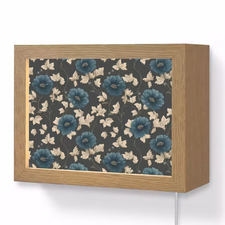 Lightbox - Wandlamp - Botanisch - Bloemen - Blauw