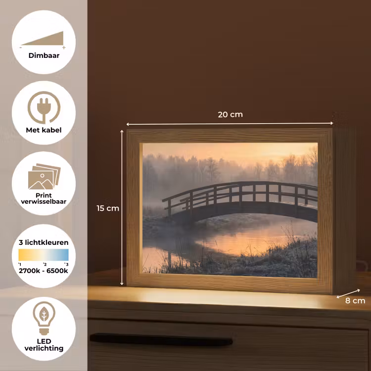 Lightbox - Wandlamp - Houten Brug in Mist — 7