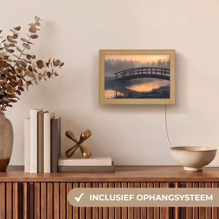 Lightbox - Wandlamp - Houten Brug in Mist — 8