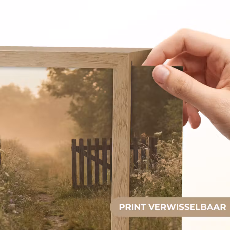 Lightbox - Wandlamp - Houten Hek Wilde Bloemen Mist — 3