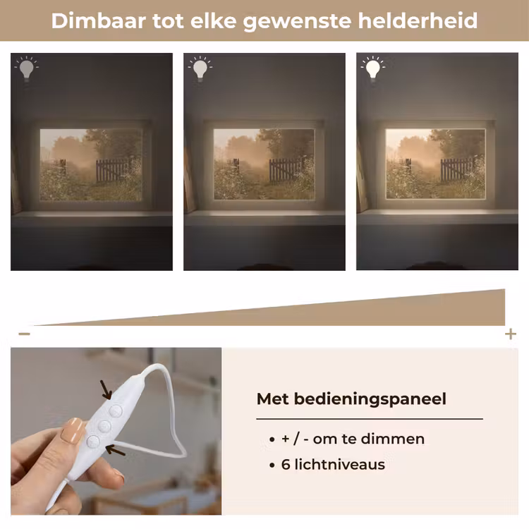 Lightbox - Wandlamp - Houten Hek Wilde Bloemen Mist — 6