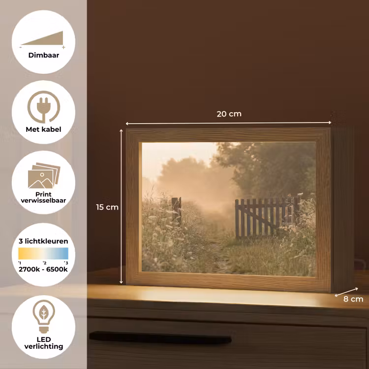 Lightbox - Wandlamp - Houten Hek Wilde Bloemen Mist — 7