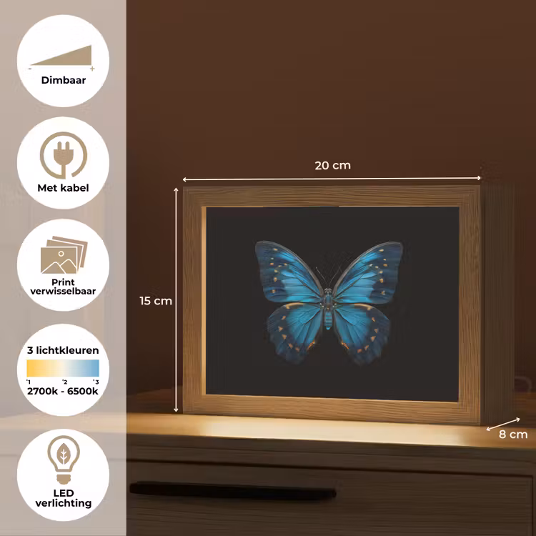 Lightbox - Wandlamp - Vlinder - Blauw - Contrast — 7