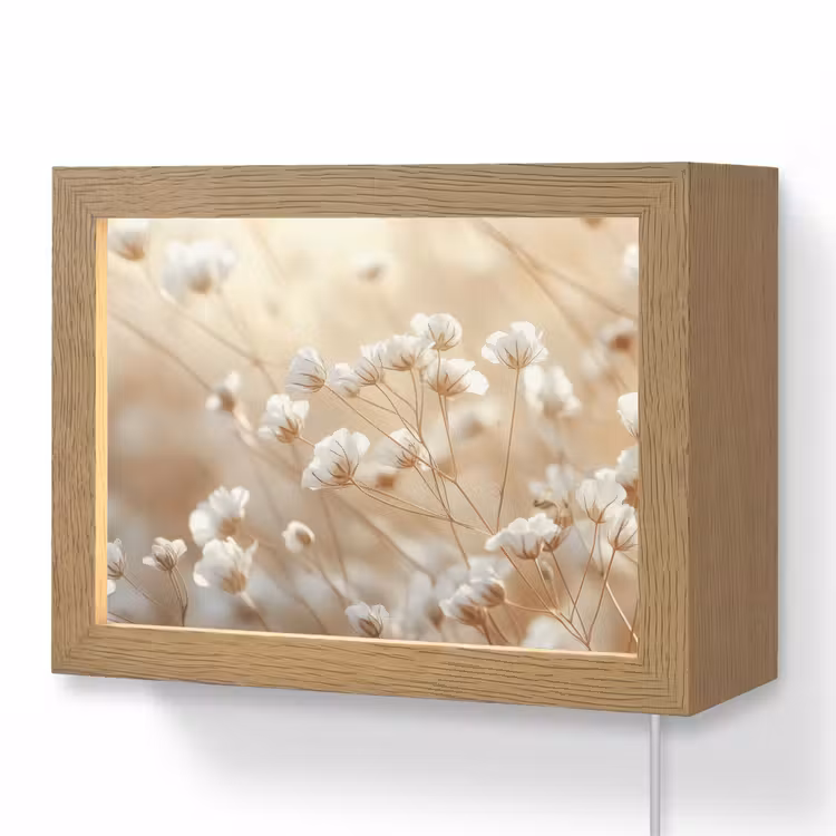 Lightbox - Wandlamp - Witte Bloemen Beige