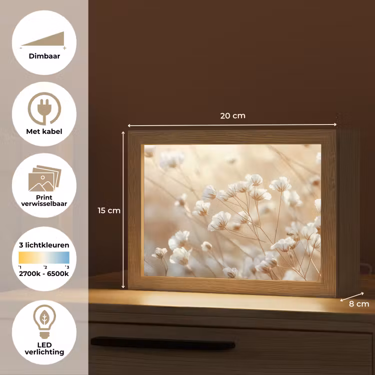 Lightbox - Wandlamp - Witte Bloemen Beige — 7